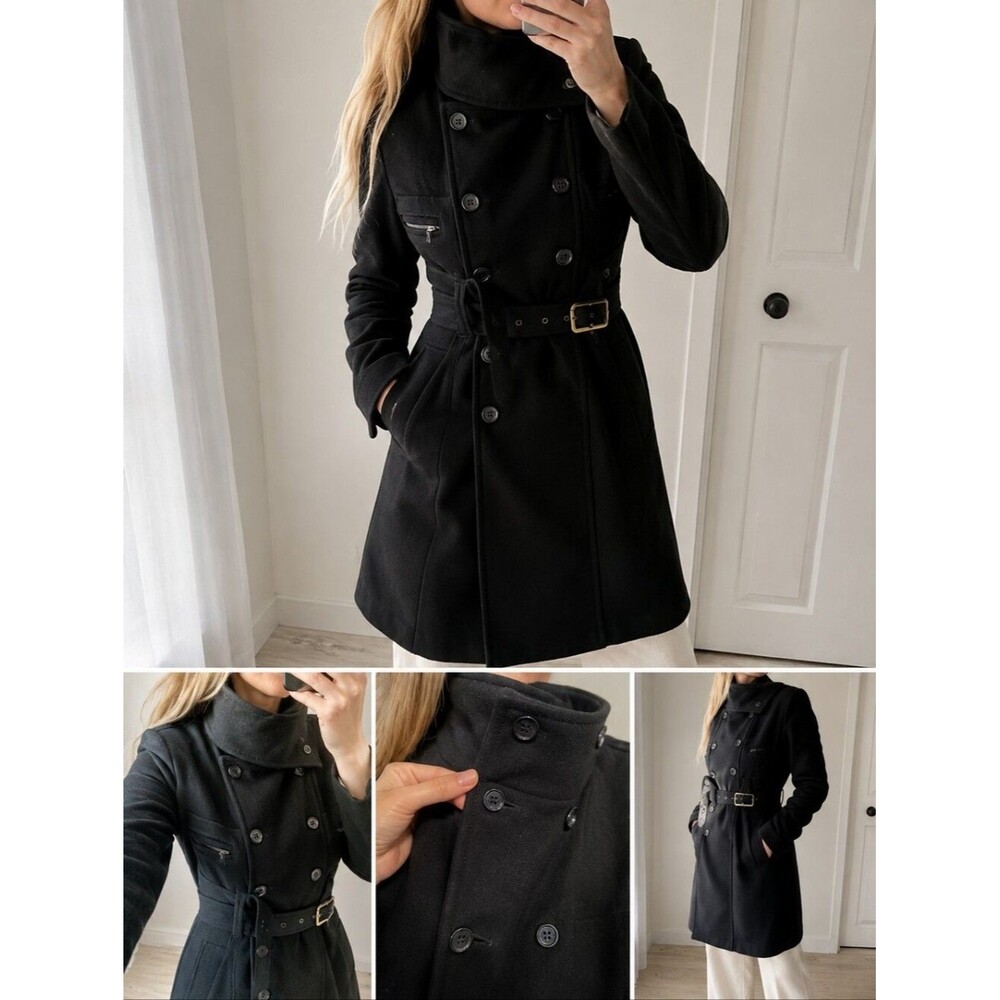 Bcbgmaxazria BCBG Max Azria Wool long black double breasted coat size XS